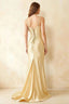 Jill Light Yellow Satin Ruched Lace-up Maxi Dress