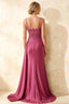 Joan Fuchsia Satin Mermaid Beaded Maxi Dress