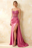 Joan Hot Pink Satin Mermaid Beaded Maxi Dress