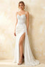 Joan White Satin Mermaid Beaded Maxi Dress