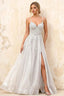 Joanna Glitter White Tulle Beaded Maxi Dress