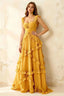 Johanna Yellow Chiffon Cutout Ruffles Maxi Dress