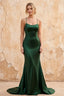Jolene Dark Green Satin Mermaid Scoop Neck Maxi Dress