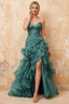Judith Peacock Sheer Mermaid Ruffle Maxi Dress