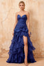 Judith Royal Blue Sheer Mermaid Ruffle Maxi Dress
