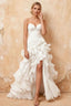 Judith White Sheer Mermaid Ruffle Maxi Dress