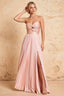 Kara Pink Satin Keyhole Sweetheart Neckline Maxi Dress