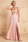 Kara Pink Satin Keyhole Sweetheart Neckline Maxi Dress
