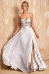 Kara White Satin Keyhole Sweetheart Neckline Maxi Dress