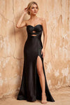 Karina Black Satin Cutout Mermaid Maxi Dress