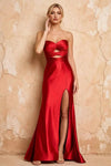 Karina Red Satin Cutout Mermaid Maxi Dress