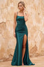 Kate Peacock Satin Pleated Lace-Up Maxi Dress
