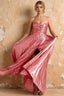 Katherine Pink Metallic A-Line Strapless Cutout Maxi Dress