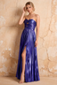 Katherine Royal Blue Metallic A-Line Strapless Cutout Maxi Dress