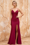 Katie Burgundy Satin Beaded Mermaid Maxi Dress