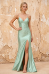 Katie Mist Satin Beaded Mermaid Maxi Dress