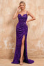 Kelly Purple Sequin Slit Lace-Up Maxi Dress