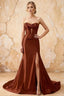 Kristen Brown Satin Twist-front Cutout Maxi Dress