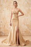 Kristen Champagne Satin Twist-front Cutout Maxi Dress