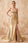 Kristen Gold Satin Twist-front Cutout Maxi Dress