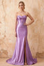 Kristen Lilac Satin Twist-front Cutout Maxi Dress