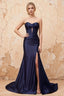 Kristen Navy Blue Satin Twist-front Cutout Maxi Dress