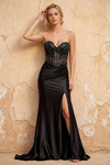 Lenore Black Sparkly Strapless Corset Maxi Dress