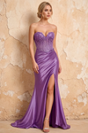 Lenore Purple Sparkly Strapless Corset Maxi Dress