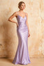 Lillian Lavender Satin Sheath V-neck Maxi Dress