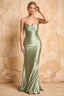 Lillian Mint Green Satin Sheath V-neck Maxi Dress