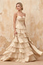 Lisa Champagne Chiffon Corset Ruffle Maxi Dress