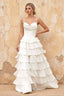 Lisa White Chiffon Corset Ruffle Maxi Dress