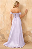 Lola Lavender Satin Off the Shoulder A-Line Maxi Dress