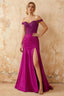 Louise Fuchsia Satin Mermaid Off the Shoulder Maxi Dress