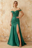 Louise Green Satin Mermaid Off the Shoulder Maxi Dress