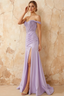 Louise Lavender Satin Mermaid Off The Shoulder Maxi Dress