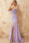 Louise Lavender Satin Mermaid Off The Shoulder Maxi Dress