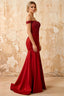 Louise Red Satin Mermaid Off the Shoulder Maxi Dress