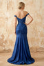 Louise Royal Blue Satin Mermaid Off the Shoulder Maxi Dress