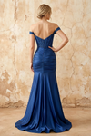 Louise Royal Blue Satin Mermaid Off The Shoulder Maxi Dress