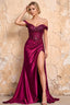 Megan Sparkly Burgundy Off the Shoulder Maxi Dress