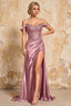 Megan Sparkly Dusty Rose Off the Shoulder Maxi Dress