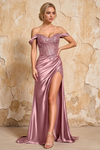 Megan Sparkly Dusty Rose Off the Shoulder Maxi Dress Dusty Rose