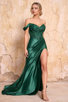 Megan Sparkly Emerald Green Off the Shoulder Maxi Dress Emerald Green