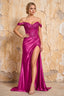 Megan Sparkly Fuchsia Off the Shoulder Maxi Dress