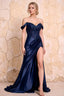 Megan Sparkly Navy Blue Off the Shoulder Maxi Dress