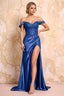 Megan Sparkly Royal Blue Off the Shoulder Maxi Dress