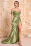 Megan Sparkly Sage Green Off the Shoulder Maxi Dress