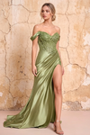 Megan Sparkly Sage Green Off the Shoulder Maxi Dress Sage Green