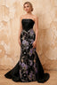 Lynn Black Convertible Strapless Corset Maxi Dress with Bow